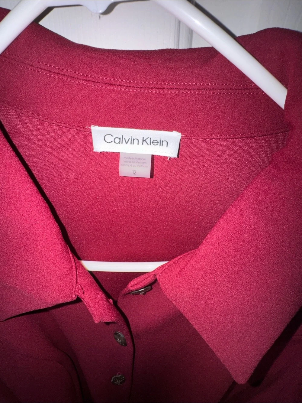 Calvin Klein Button down Burgundy/Plum belted Collared Midi dress. size12. NWT.